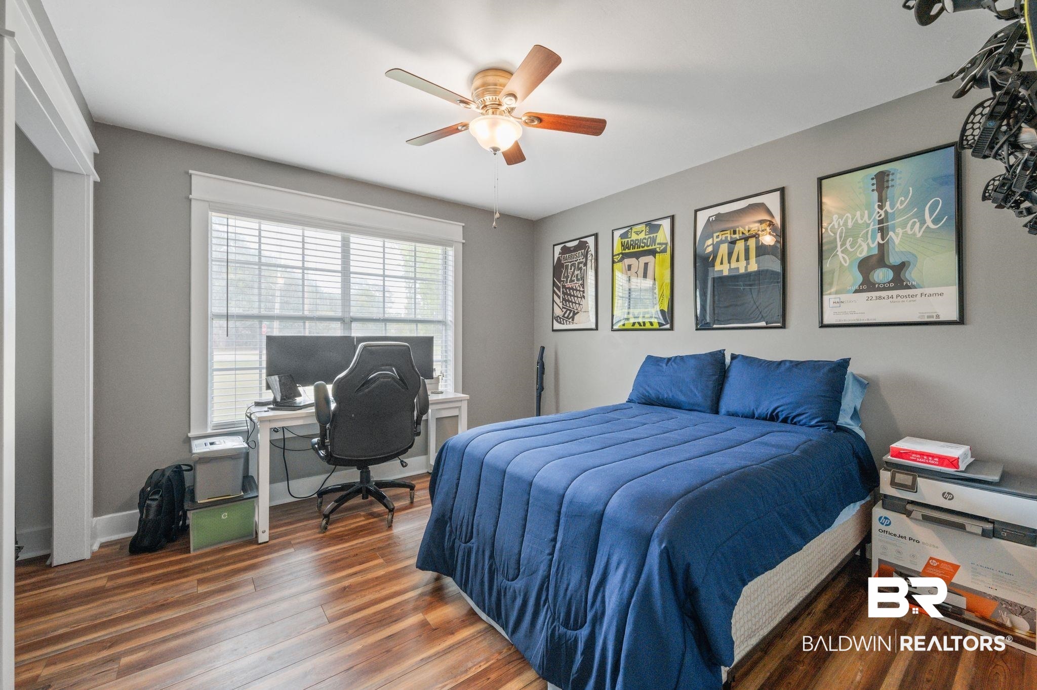 1107 North Oak Street Loxley, AL 36551 - Photo 18 of 40 Bedroom with ceiling fan and dark hardwood / wood-style floors