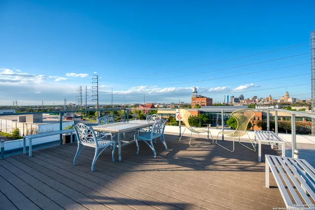 a view of a terrace with seating space