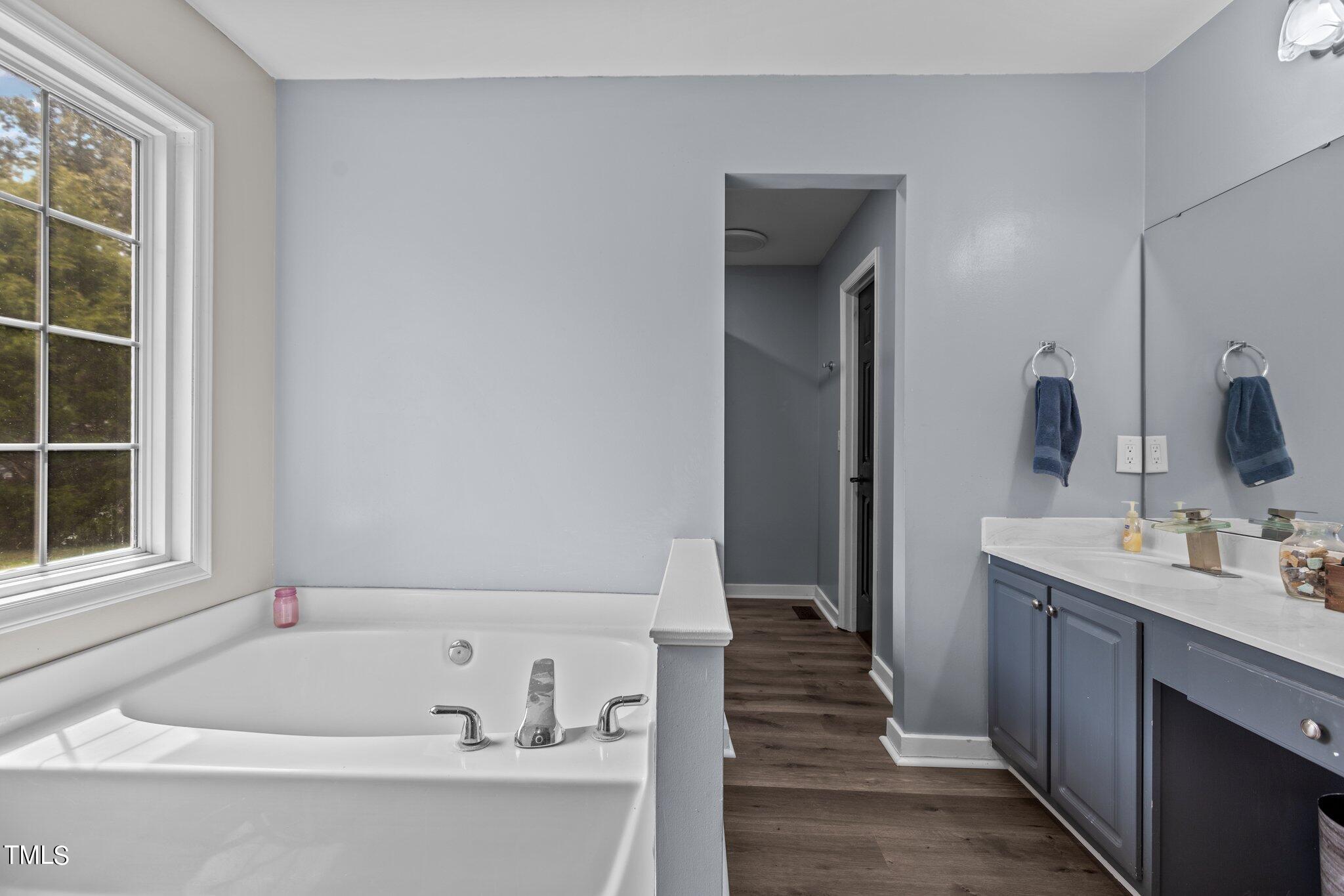 810 Willie Gray Road Timberlake, NC 27583 - Photo 15 of 28 a bathroom with a tub sink and mirror