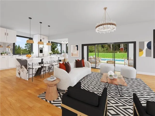 a living room with furniture