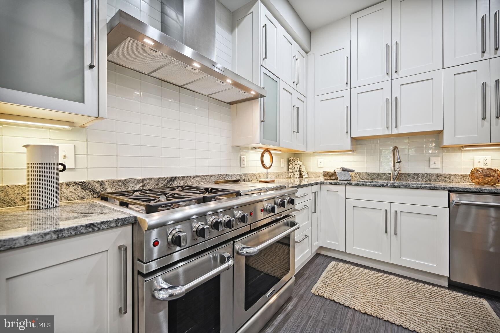 1143 5th Street Northeast, Unit 1 Washington, DC 20002 - Photo 7 of 54 a kitchen with stainless steel appliances granite countertop a stove and a sink