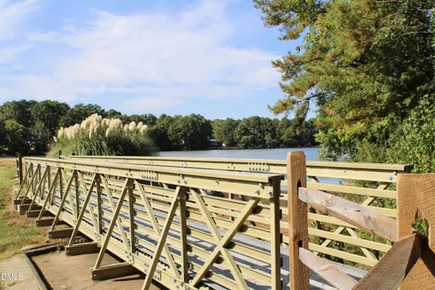 a view of a park with large trees