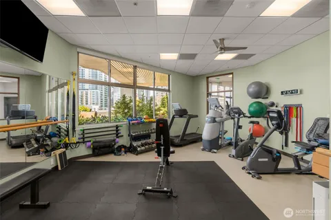 a view of a room with gym equipment
