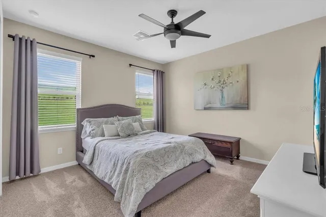 a view of a golf course with a garden