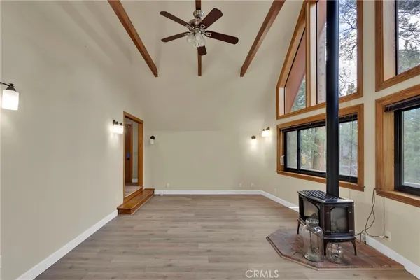an empty room with windows