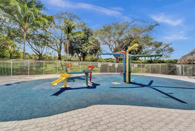 a view of a park with slide