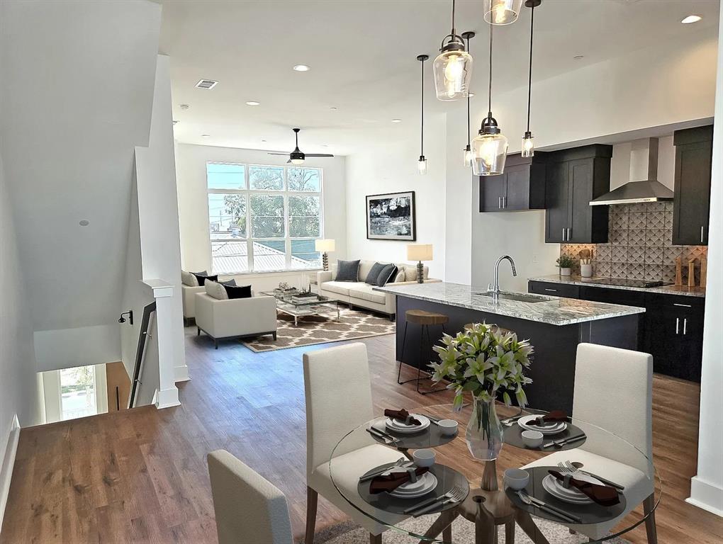 13325 Bee Street, Unit 406 Farmers Branch, TX 75234 - Photo 7 of 30 Dining room with dark wood-type flooring, recessed lighting, and ceiling fan