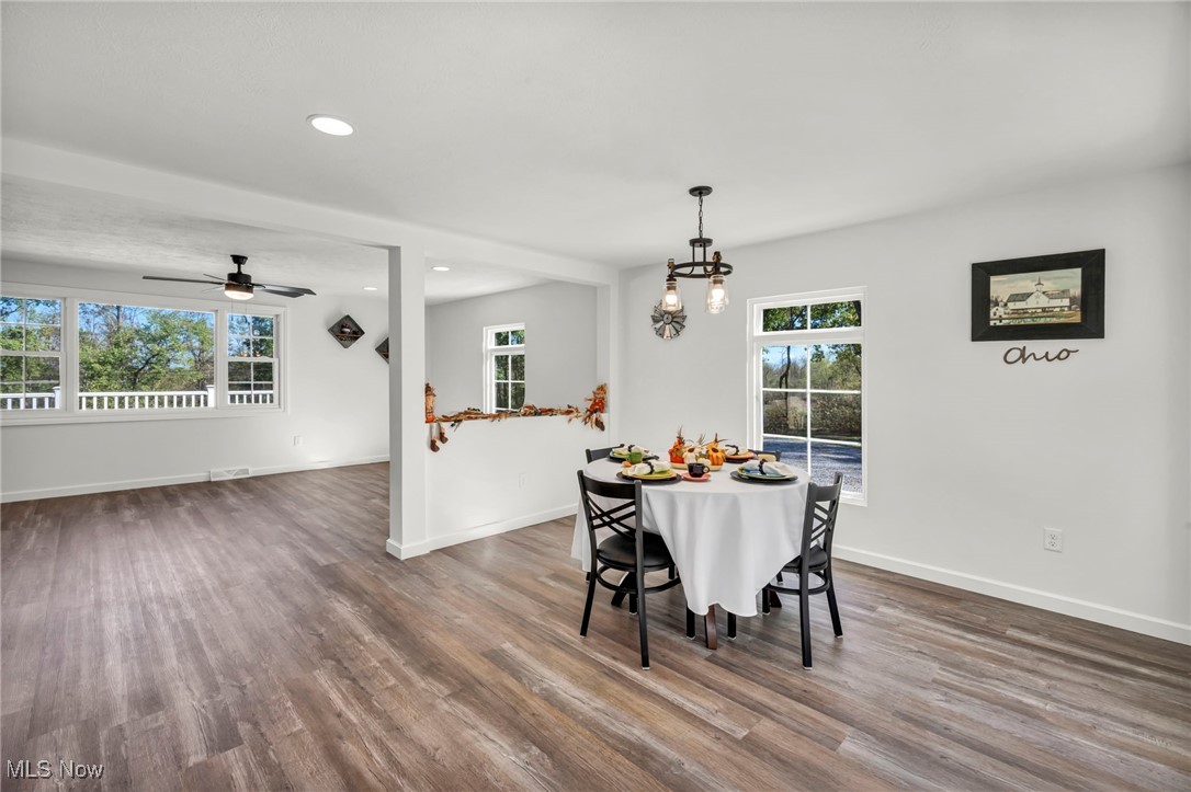 43575 Cream Ridge Road Lisbon, OH 44432 - Photo 10 of 50 Dining space featuring recessed lighting, wood finished floors, and a ceiling fan