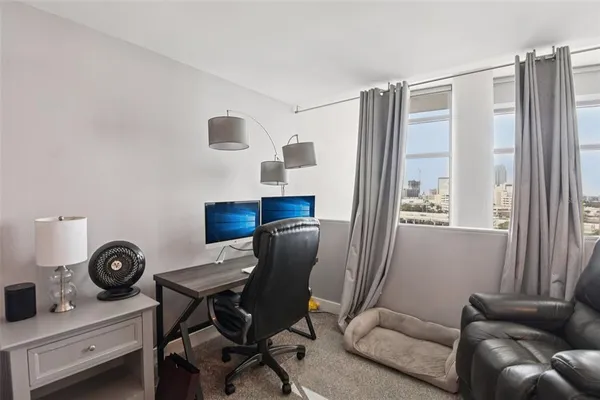 a view of a city with tall buildings