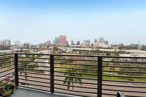 a view of a large white building