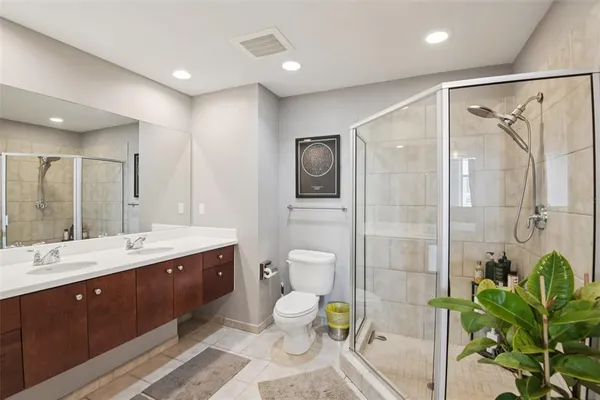 a swimming pool view with a outdoor seating space