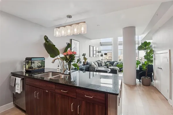 a living room with furniture
