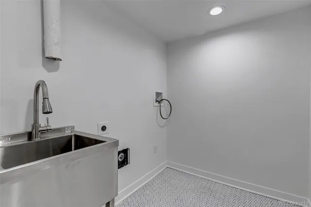 a close view of a sink and tap