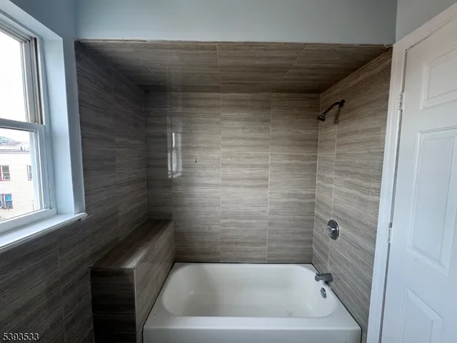 a bathroom with a bathtub