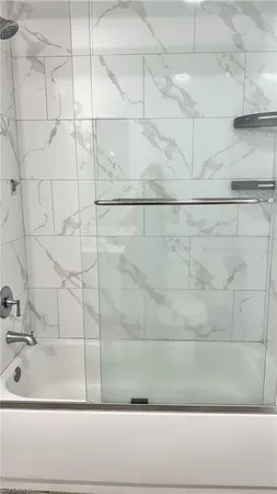 a bathroom with a bathtub