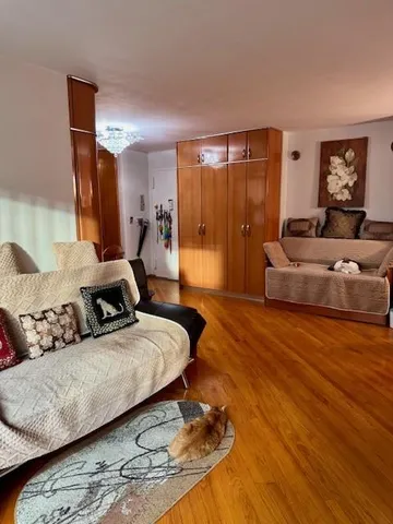a view of empty room with wooden floor and windows