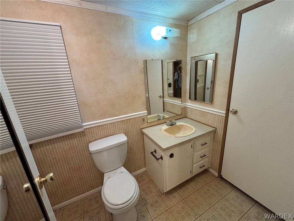 3565 Ehrenberg Road Golden Valley, AZ 86413 - Photo 31 of 63 a bathroom with a sink a toilet a mirror and vanity