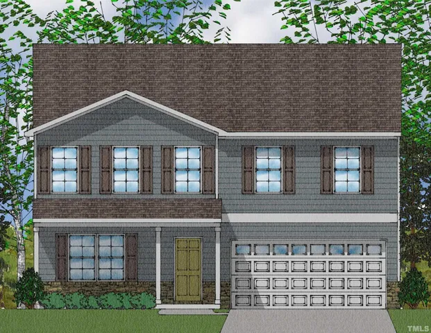 front view of a brick house with a small yard