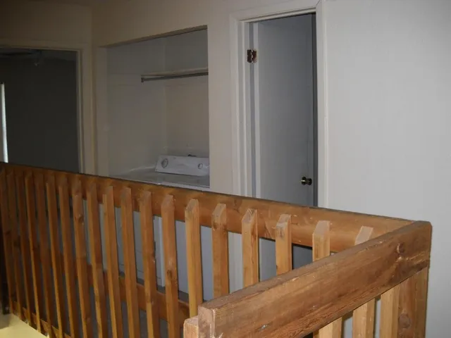 a view of a wooden door