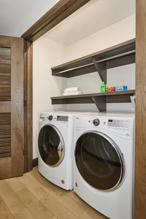 a utility room with dryer and washer