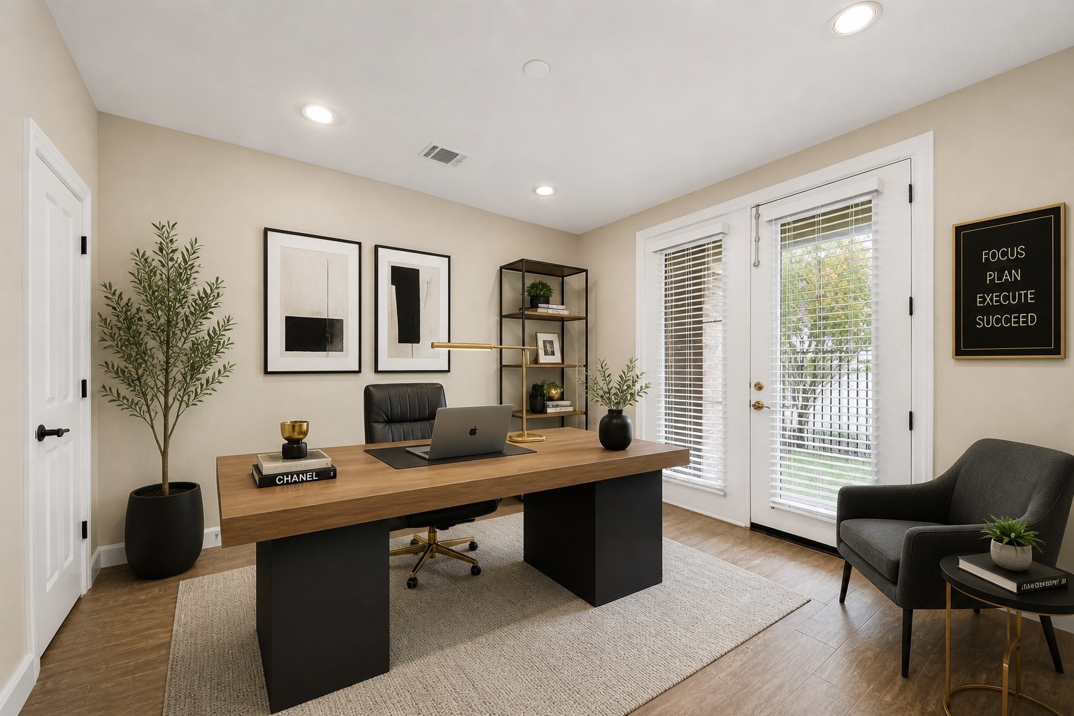 2830 Polk Street Houston, TX 77003 - Photo 4 of 21 The very versatile first-floor space is currently virtually staged as both a private office and an additional bedroom option.