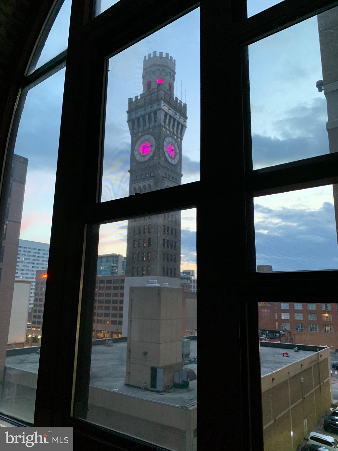 22 South Howard Street, Unit R503 Baltimore, MD 21201 - Photo 31 of 35 Twilight view of a historic clock tower.