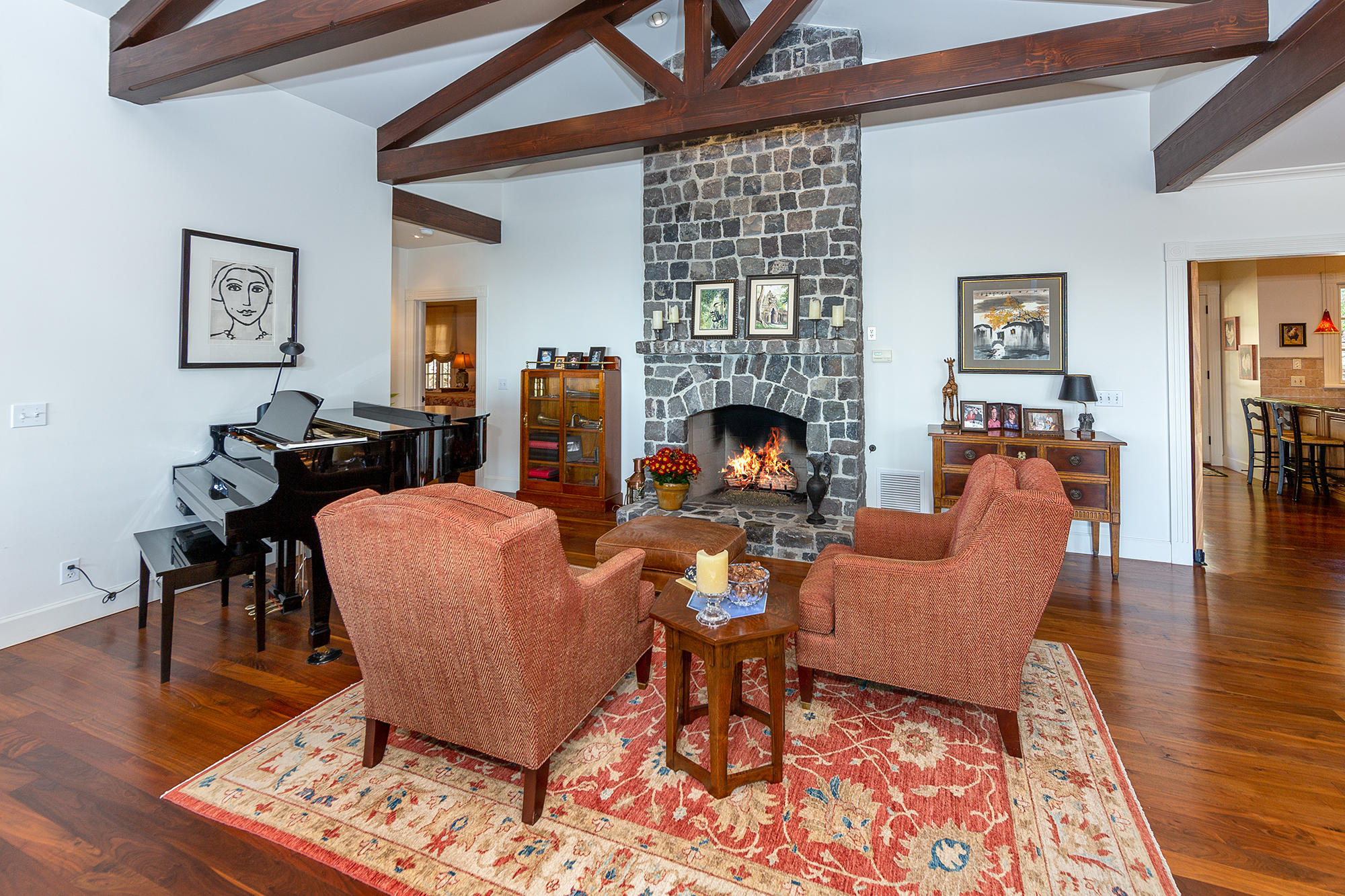 822 Jimeno Road Santa Barbara, CA 93103 - Photo 5 of 35 Family Room w/ Cobblestone Fire place