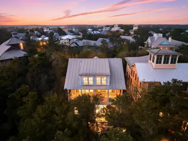 an aerial view of a house