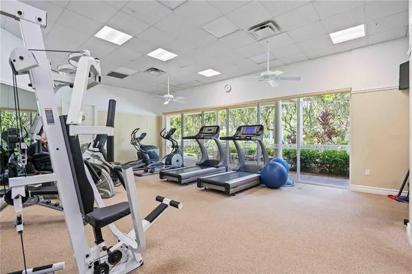 a view of a room with gym equipment