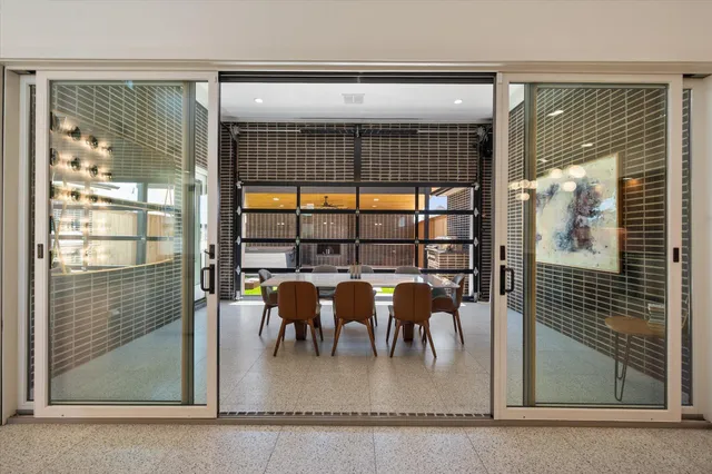 a dining room with furniture
