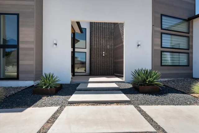 a view of a entryway door front of house