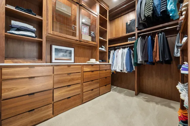 a workspace with furniture and a window