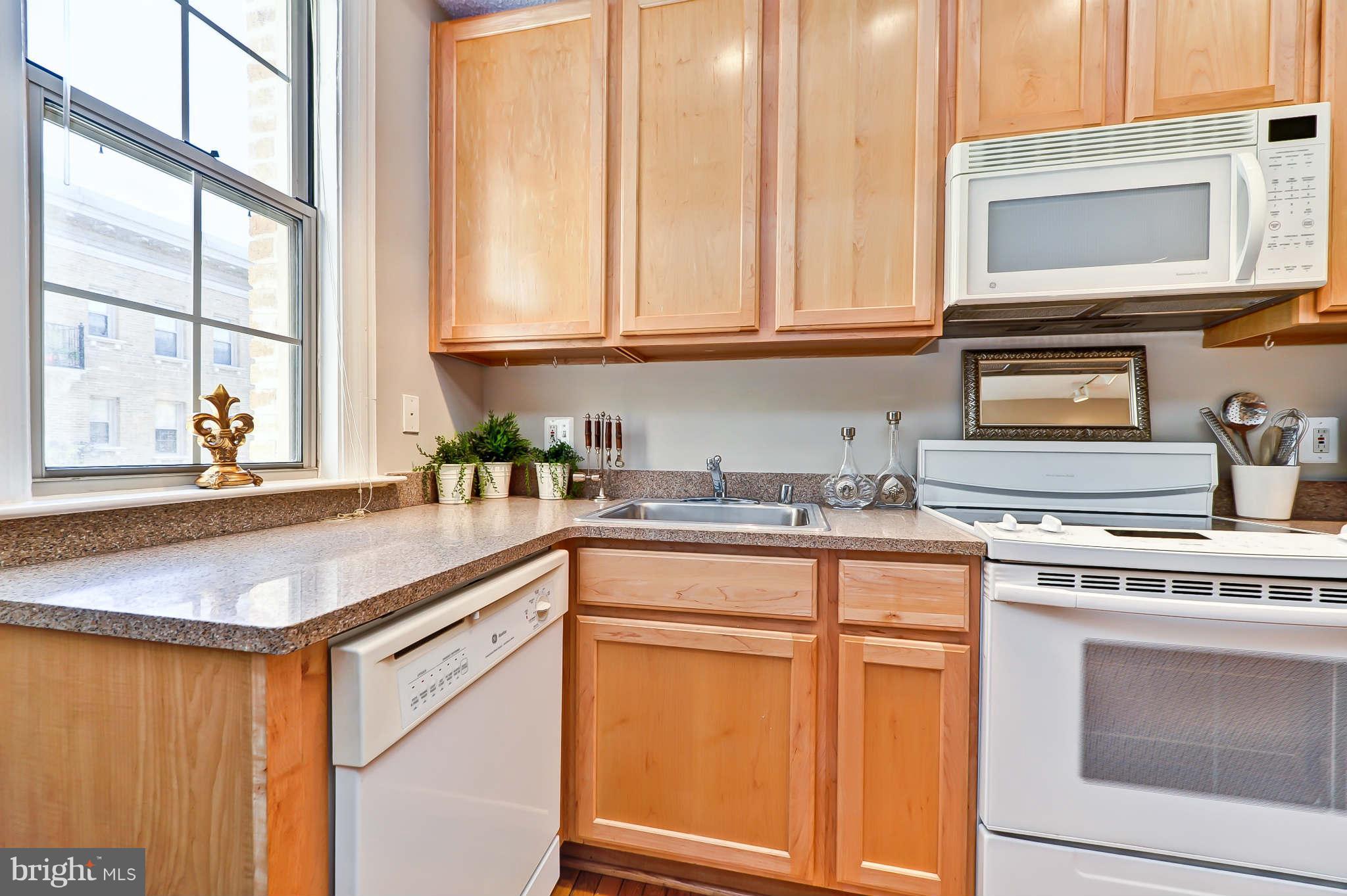 1401 Columbia Road Northwest, Unit 302 Washington, DC 20009 - Photo 16 of 30 a kitchen with stainless steel appliances granite countertop a sink and a stove