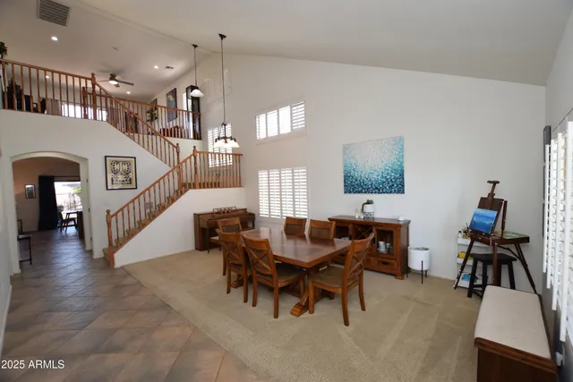 a living room with furniture