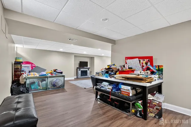 a childrens park with lots of swings and slides