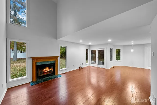 an empty room with windows