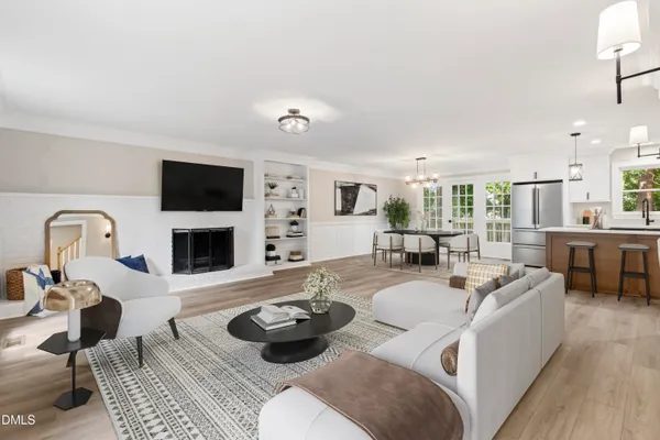 a view of a livingroom with a fireplace