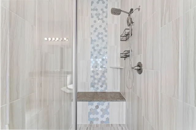 a bathroom with a shower