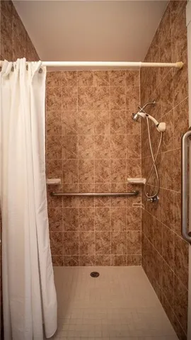 a bathroom with a shower