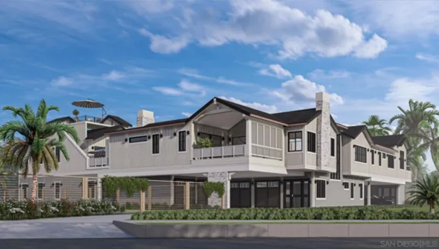 a front view of a residential apartment building with a yard