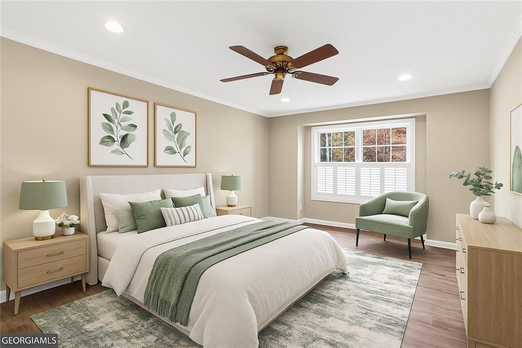 1482 North Crossing Circle Atlanta, GA 30329 - Photo 15 of 34 a bedroom with a bed and wooden floor