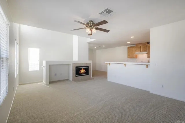 a view of a livingroom with a fireplace