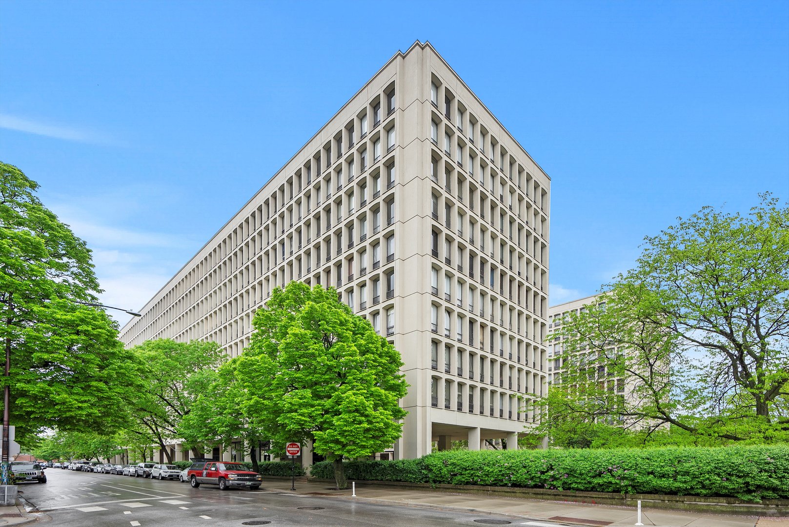 a front view of a building