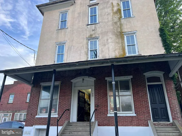 a front view of a building