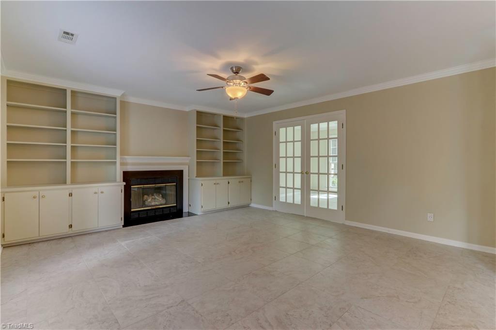 Greatroom has tile floors with radiant heating