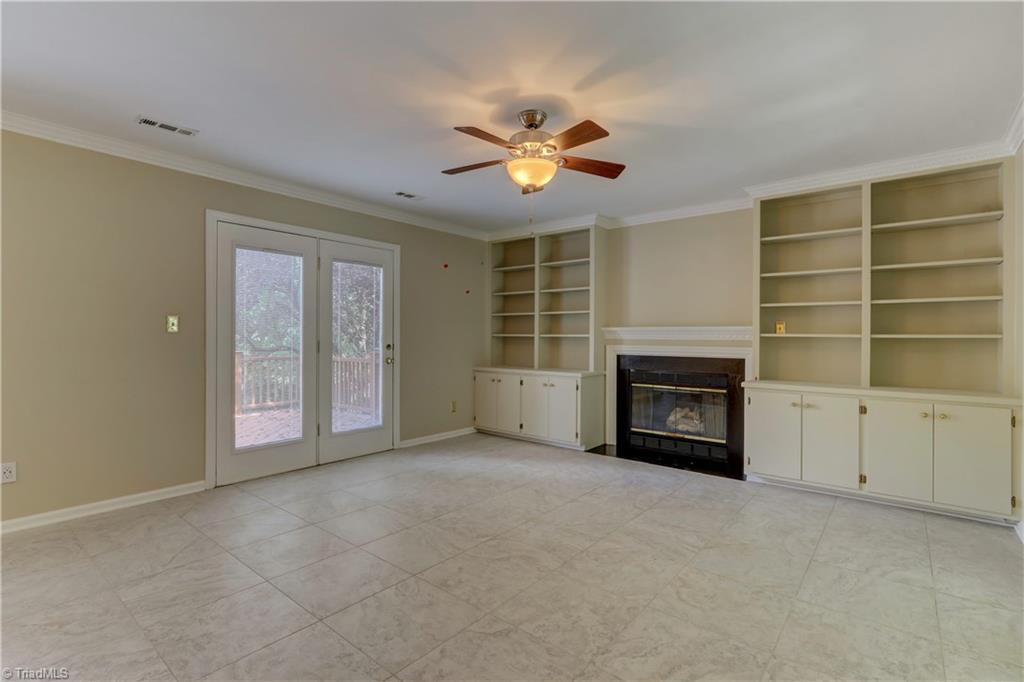 3603 Chance Road Greensboro, NC 27410 - Photo 8 of 30 Greatroom also has Fireplace, Built-Ins and direct Access to Trex deck