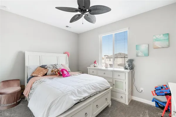 a bedroom with a bed and a closet