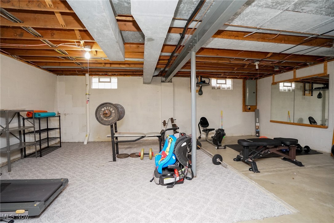 8651 King Graves Road Northeast Warren, OH 44484 - Photo 21 of 24 Exercise room with electric panel and a wealth of natural light