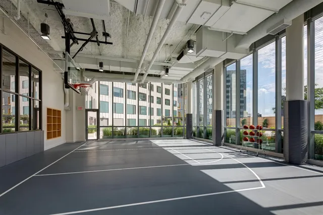 a view of a room with gym equipment