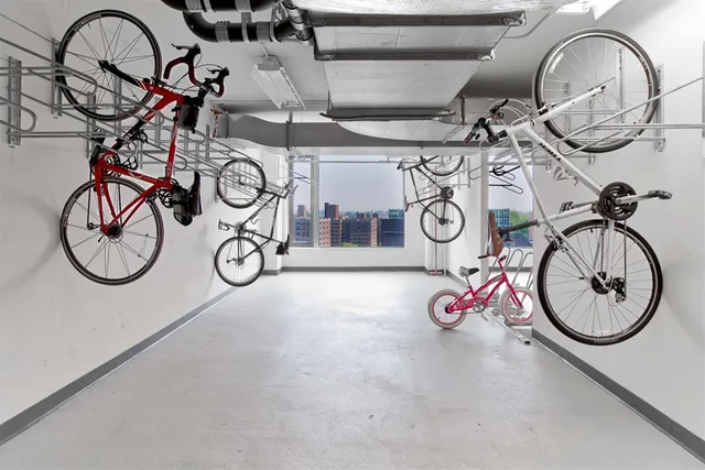 a view of a room with shelves